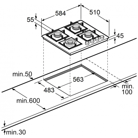 Газовая панель Fabiano FHG 8244 VGHT Titanium Glass А-38